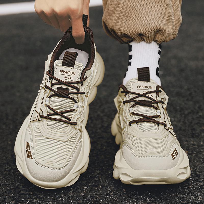 Thick Sole Mecha Running Shoes Men Outdoor Jogging Sports Shoes Mesh Breathable Platform Walking Shoes Trend Sneakers Men