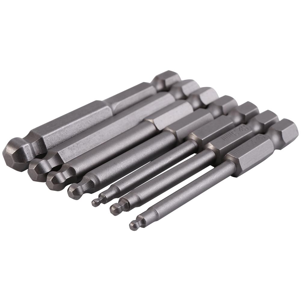 7Pcs 1 4   Hex Shank 2 2.5 3 4 5 6 8mm 65mm Magnetic Ball Screwdriver Bits
