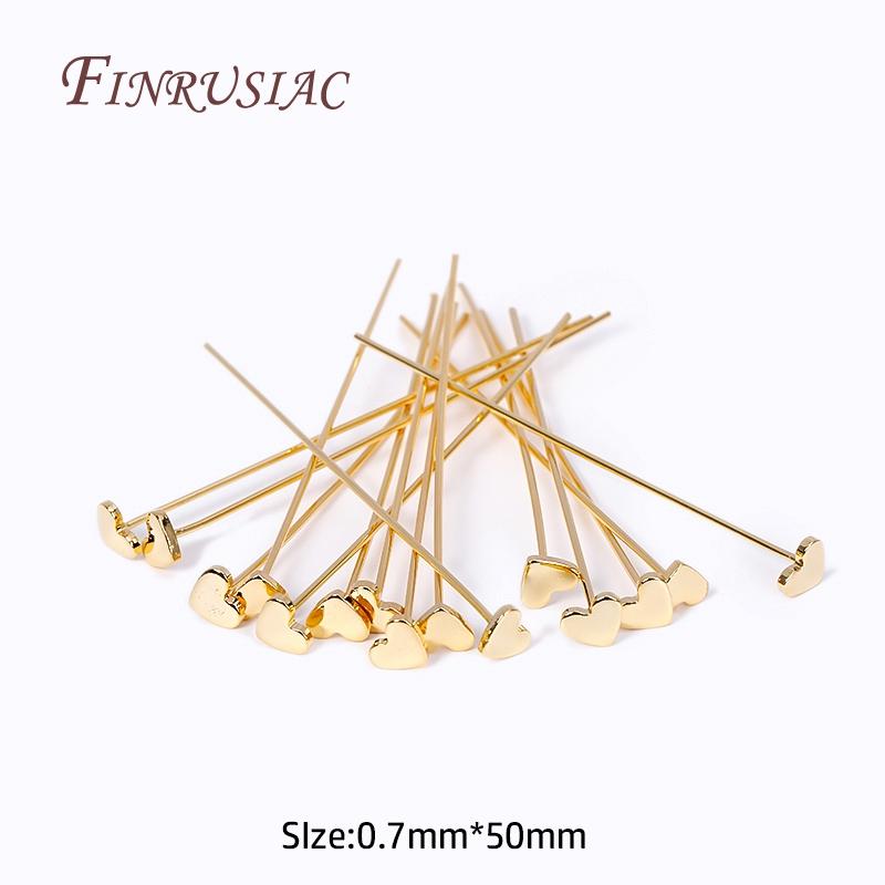 

10/20/30Pcs Wholesale 0.7mm*50mm 18K Gold Plated Heart/Star Shaped Flat Pin For Beads,High Quality Pin For DIY Jewellery Making 10 Pieces