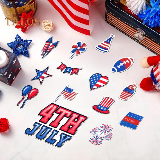 14/17/23/24Pcs USA Independence Day Refrigerator Magnet Waterproof PVC Patriotic 4th of July Festival Cartoon Magnetic Decoration Ornament