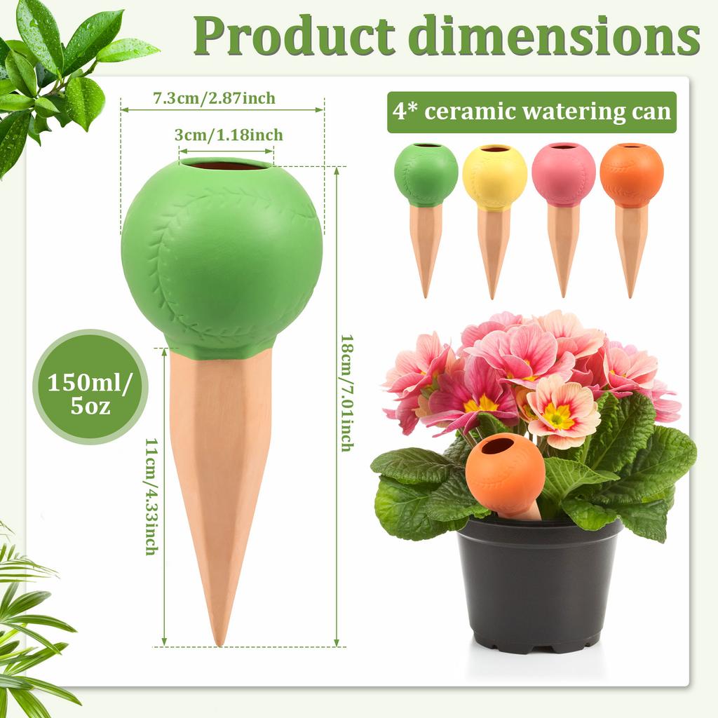 4Pcs Plant Watering Globe 150ml Automatic Watering Spike Flower Pot Self Watering Device Drip Irrigation System Garden Decor