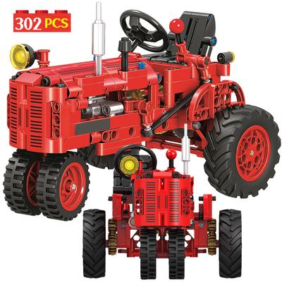 Pilsētas Klasiskais Vecmodīgais Traktora Automašīnas Celtniecības Bloku Staigājošais Traktora Kravas Auto Ķieģeļu DIY Rotaļlietas Bērniem Zēniem
