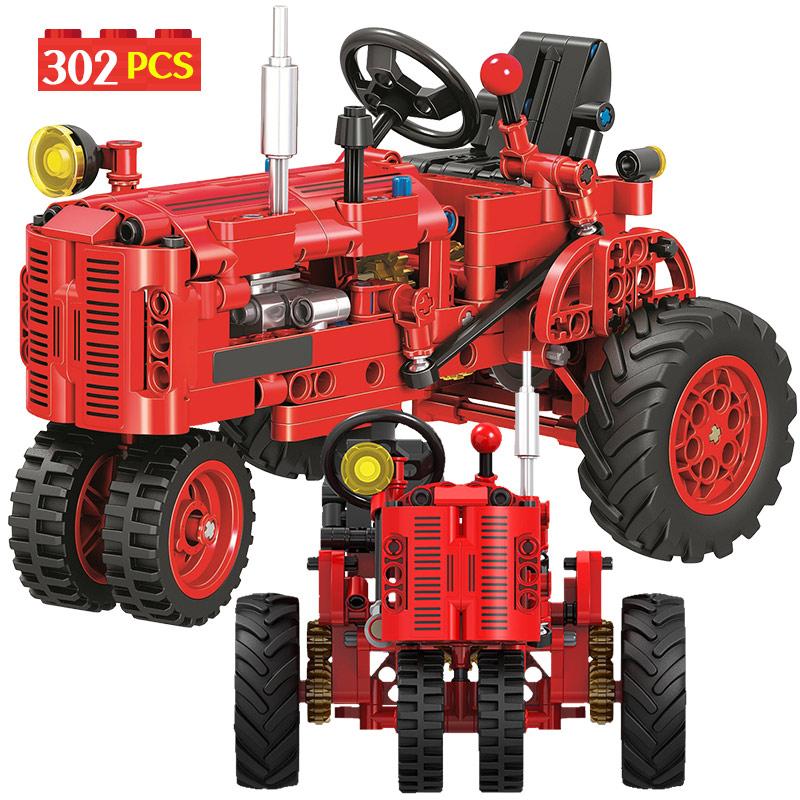 City Classic Tractor Old Fashioned Mașină Bloc de Construcție Tractor Mers Pe Jos Camion Cărămidă Jucării DIY pentru Copii Băieți