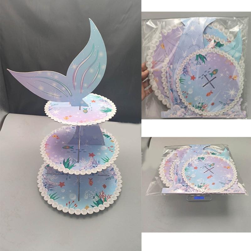 Convenient 3Tier Cupcake Stand Portable Cake Stand Convenient Cardboard Cupcake Tiers Stands for Different Gatherings