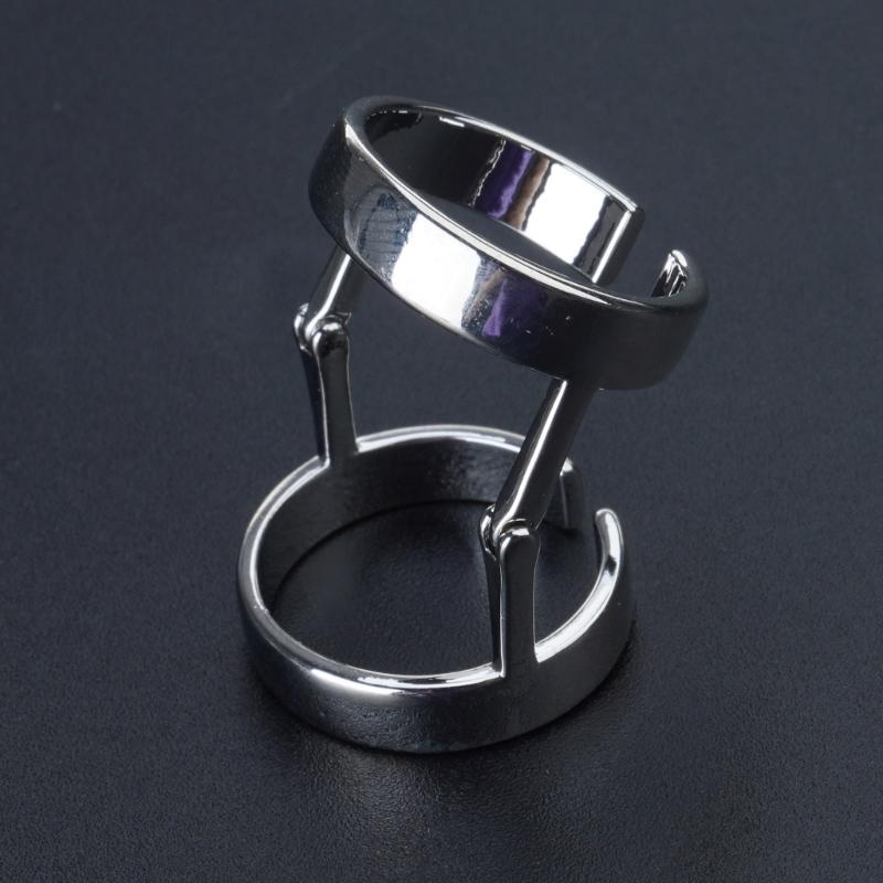 Punk Finger Loop Ring Gothic Double Hinged Joint Rings Bendable Adjustable Ring for Girl Boy Jewelry Cosplay Accessory