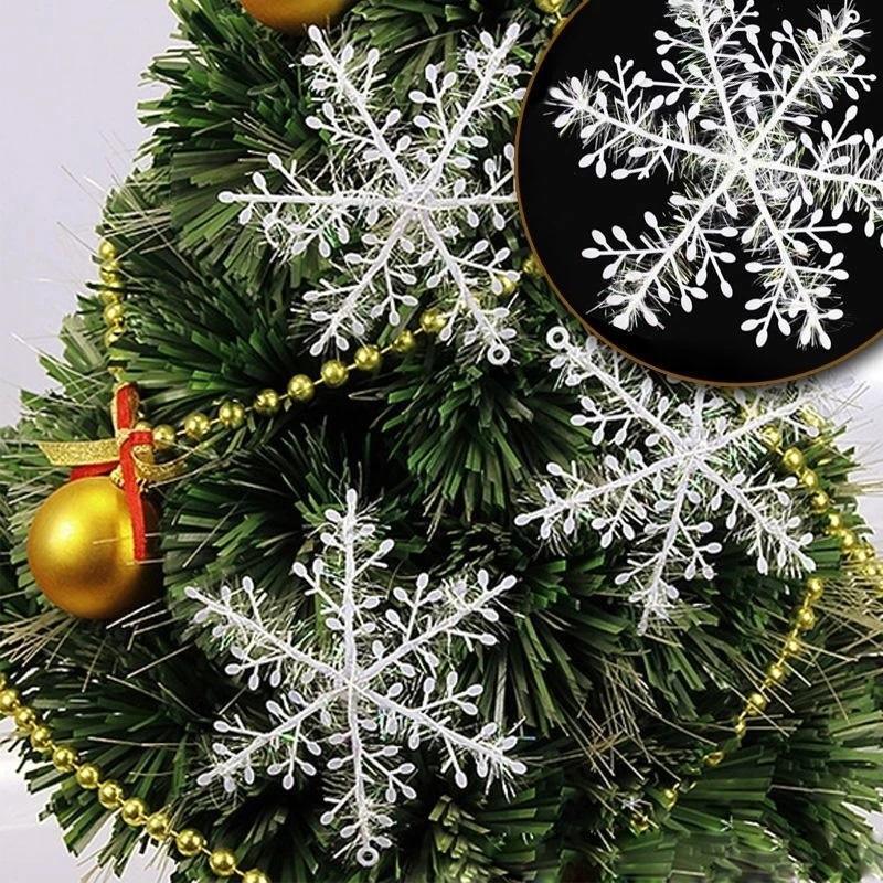 6Pcs Christmas Decorations Snowflake Xmas Tree Pendant Ornament for Home Decor Navidad New Year Party 2025 DIY Gift Accessories