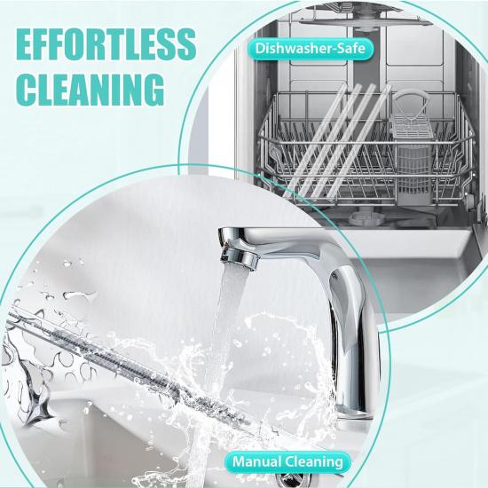 12 Pack Reble Straws Compatible with Stanley/Yeti 30oz-40oz Cup Tumbler, 12" Long Plastic Clear Bend Replacement Straws with Cleaning Brush for