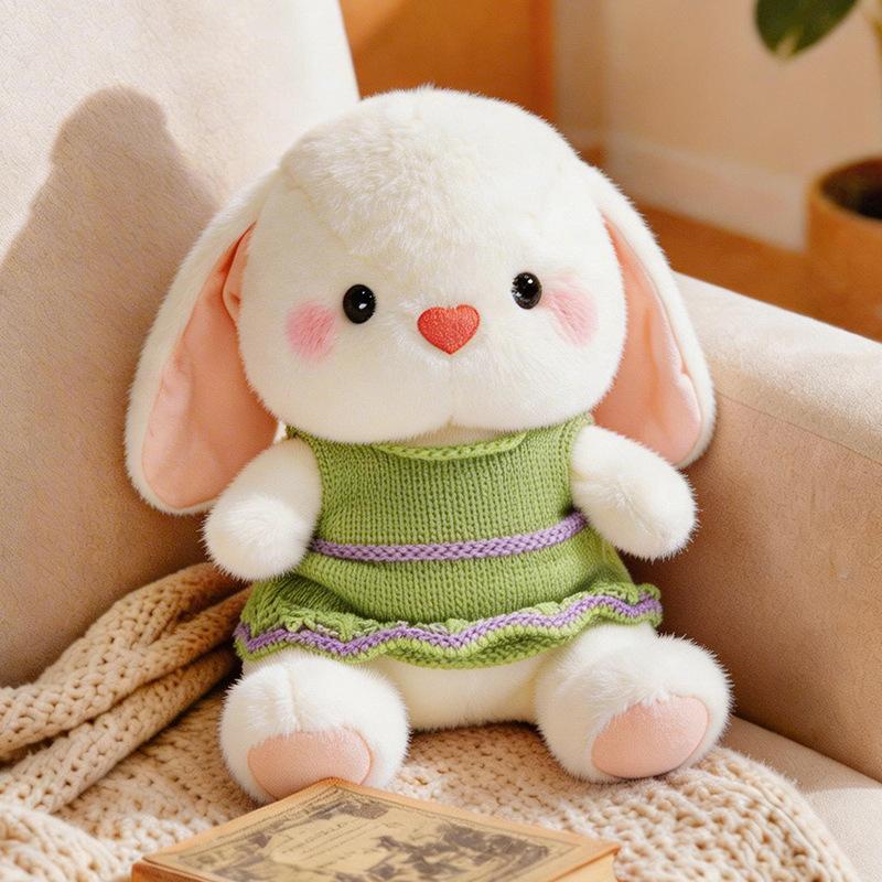 Soft Long Eared Cartoon Bunny Plush Stuffed Toy Adorable Rabbit Dolls Wear A Hoodie Lovely Gift for Girlfriend Valentine's Day