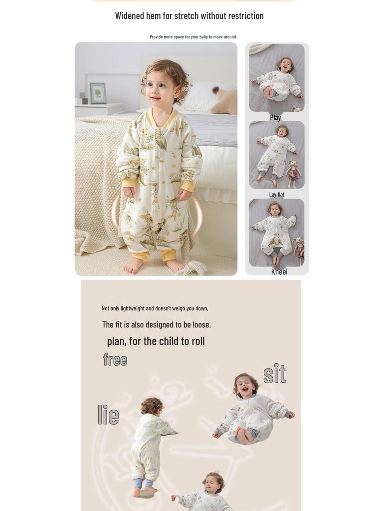 Xuanmu Baby Winter Quilted Sleeping Bag 220g - Ginger, Warm, and Footed for Infants and Toddlers.