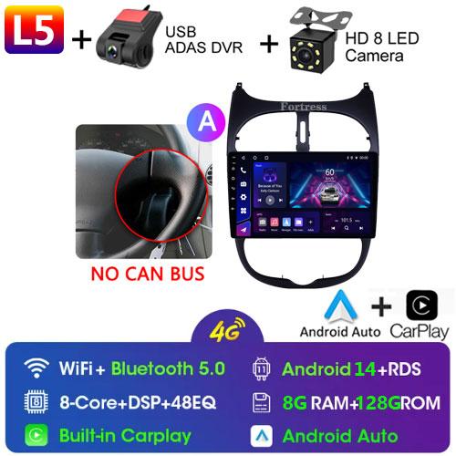 2DIN Android 13 Radio For Peugeot 206 206CC 206SW 2001 2002 2003-2008 Car Stereo Multimedia Player Carplay Auto GPS Navigation