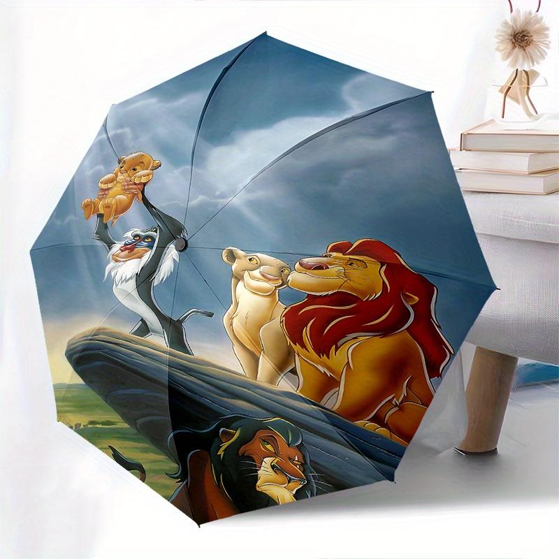 1 Automatik-Öffnungs-Regenschirm mit Löwenkönig-Simba-Thema, Bunt, 8 Speichen, Tragbar, für Damen und Herren, Ein Kompakter Begleiter für den täglichen Weg