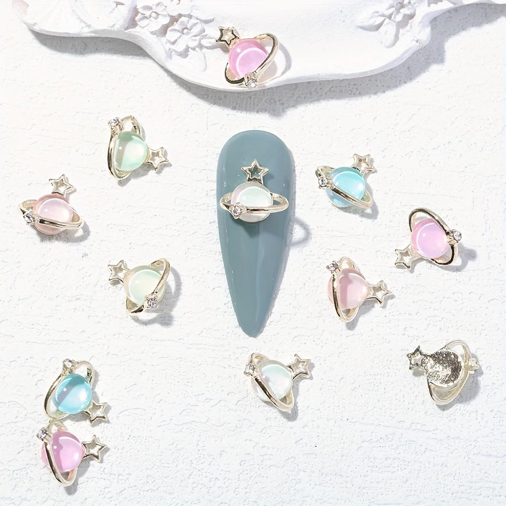Light Luxury Nail Accessories (20Pcs) - Star Cat's Eye & Earth Planet Jewelry for Nail Art Decor