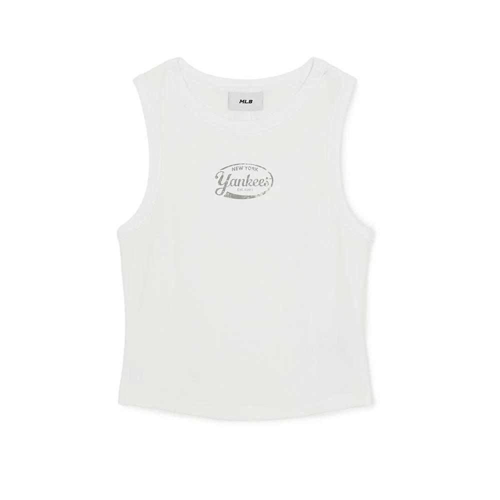 MLB New York Yankees SS26 Vintage Logo Slim Fit Geripptes Ärmelloses Tanktop Damen Oberteile 3FTOV0363-50WHS S white
