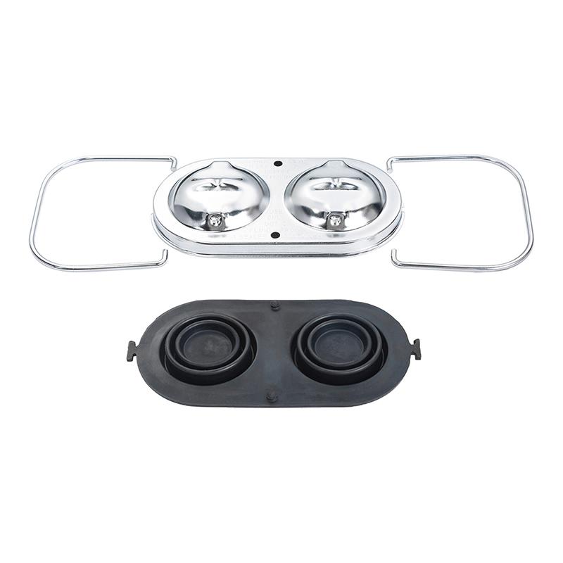 Chrome Brake Master Cylinder Cover Kit with Gaskets and Bails Replacement for Chevrolet Corvette 1967-1982, Polished Finish Reservoir Cap Accessory