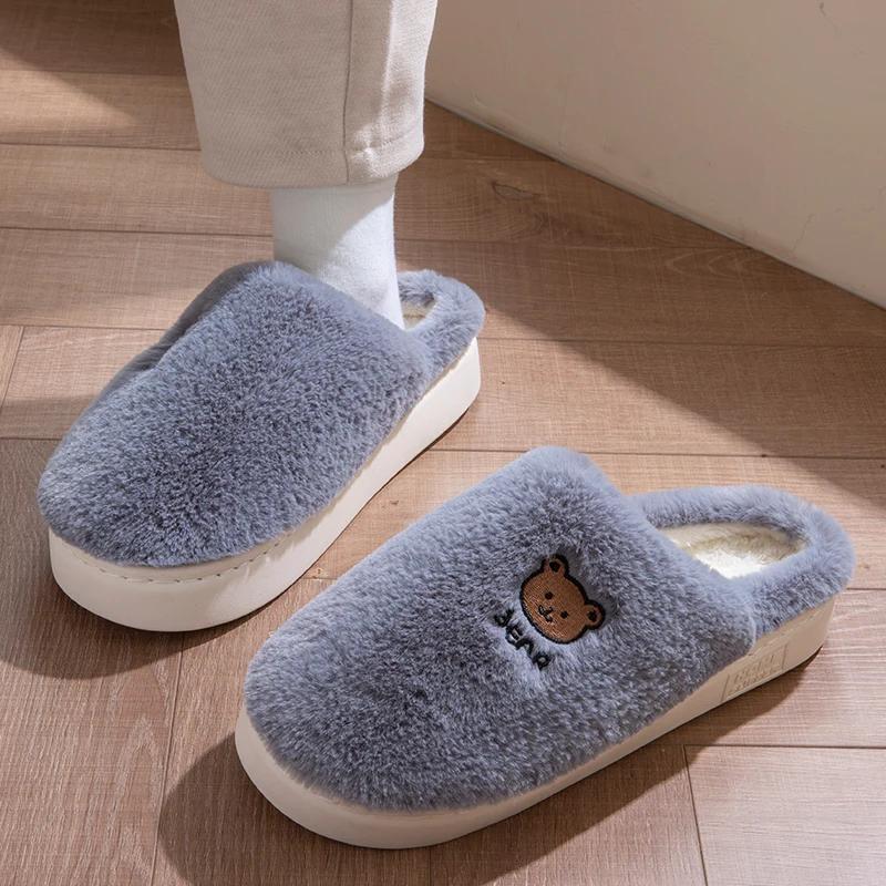 

Модные Повседневные Пушистые Тапочки Женские Домашние Зимние Плюшевые Дизайнерские Туфли Женские Балетки Домашние Теплые Модные Элегантные Туфли на Платформе Большого Размера 40-41 серый