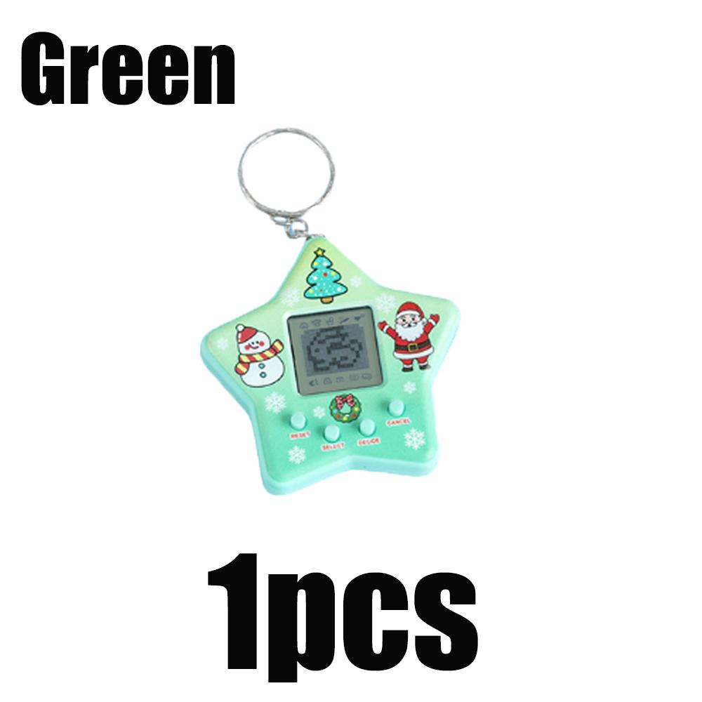 1pc Handheld Game Console Toy CHristmas Keychain Originality Star Shaped Electronic Pet Backpack Pendant Decor Gift