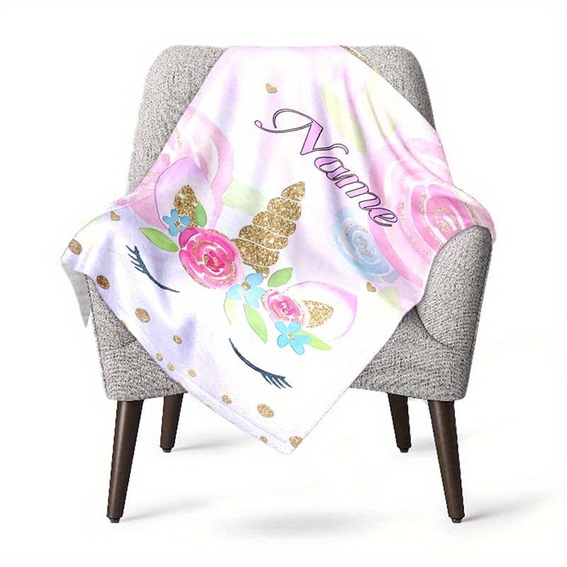 Unicorn Customize Your Name Blanket Used For Chair Office Sofa Bed Camping Soft And Warm Giving Friends And Relatives Birthday Graduation Gift