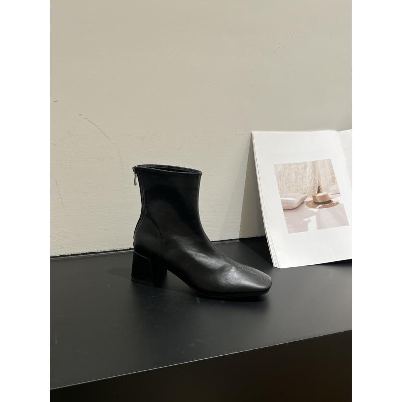 

Высокий каблук квадратный носок задняя молния простые маленькие ботильоны ретро темперамент тонкие ботинки универсальные модные ботинки ботинки Мартин женские 39