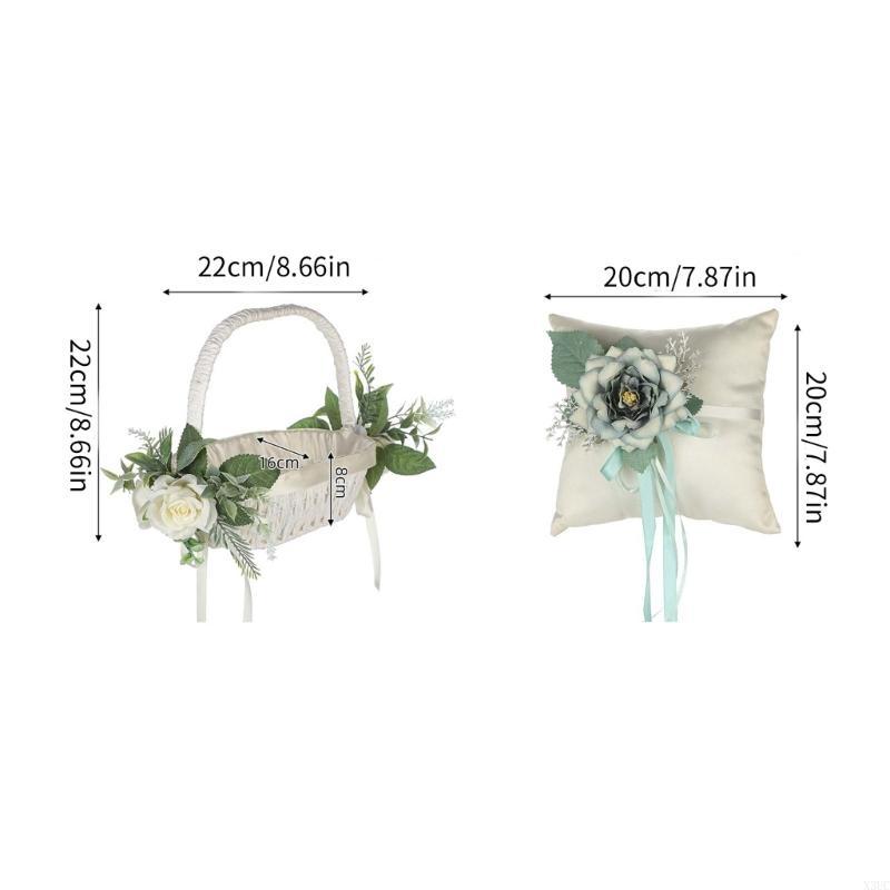 Western Wedding Flowers Basket Small Rattans Woven Basket with Handle for Bride X3UC