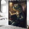 Viktoriansk Alligator Läser Duschdraperi - Lärd Fantasi, Gröna Glasögon & Böcker, Polyester, 180x180 cm, Lättskött