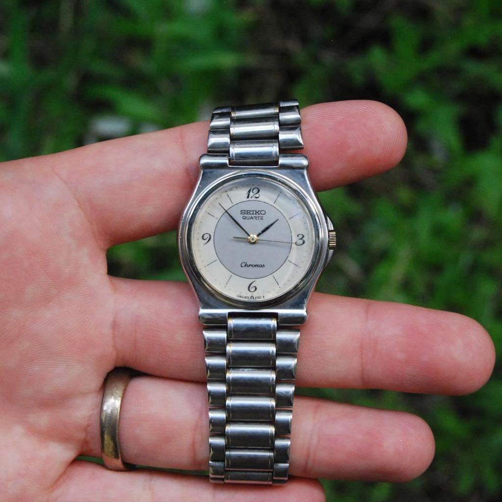 Used 80s SEIKO vintage Chronos Santos Arabic numeral dial