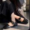 Fashion Belt Buckle Red Mary Janes Flats 2025 Spring Autumn New Walking Comfy Casual Flat Shoes