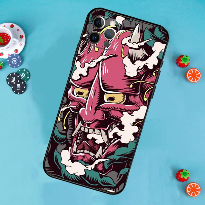 

Japanese Hannya Oni Mask Phone Case For iPhone 17 Air 15 14 13 12 11 16 Pro Max 13 12 mini 15 16 Plus 16e Cover Funda iPhone 13 Pro