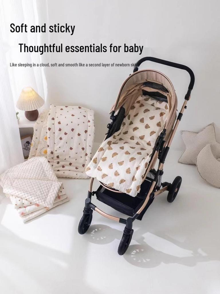 Soft & Cozy Baby Stroller Cushion: Pure Cotton Mattress with Dot Fleece for Autumn and Winter Comfort