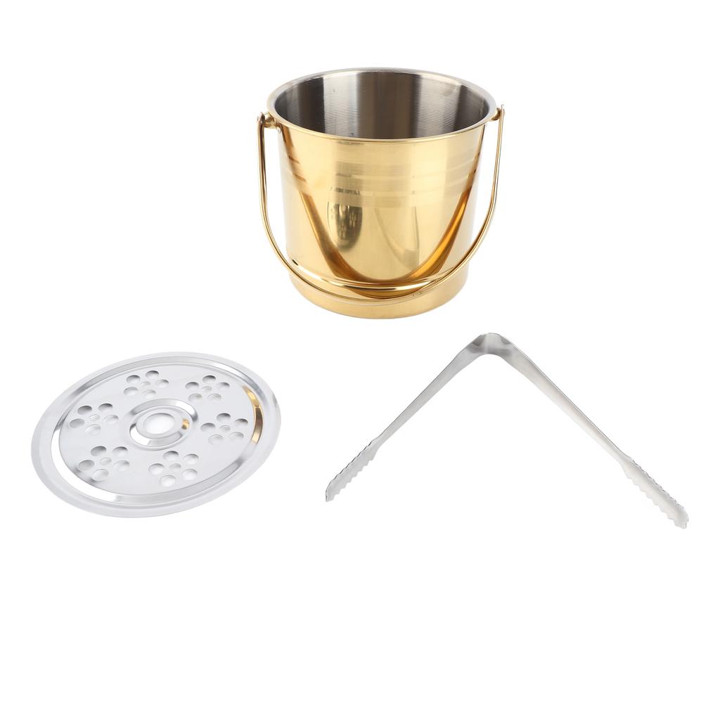Ice Bucket Professional Thickened Stainless Steel Ice Bucket with Filter Plate for Cocktail Bar