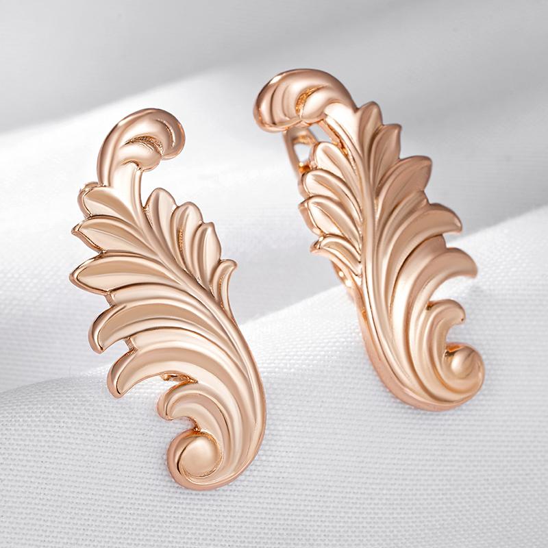 Fashion Glossy Dangle Earrings For Women Rose Gold Color Simple Ethnic Pattern High Quality Daily Fine Jewelry