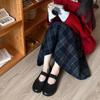 Black single shoes women's flat French retro soft-soled grandma shoes versatile word with shallow mouth ballet Mary Jane single shoes