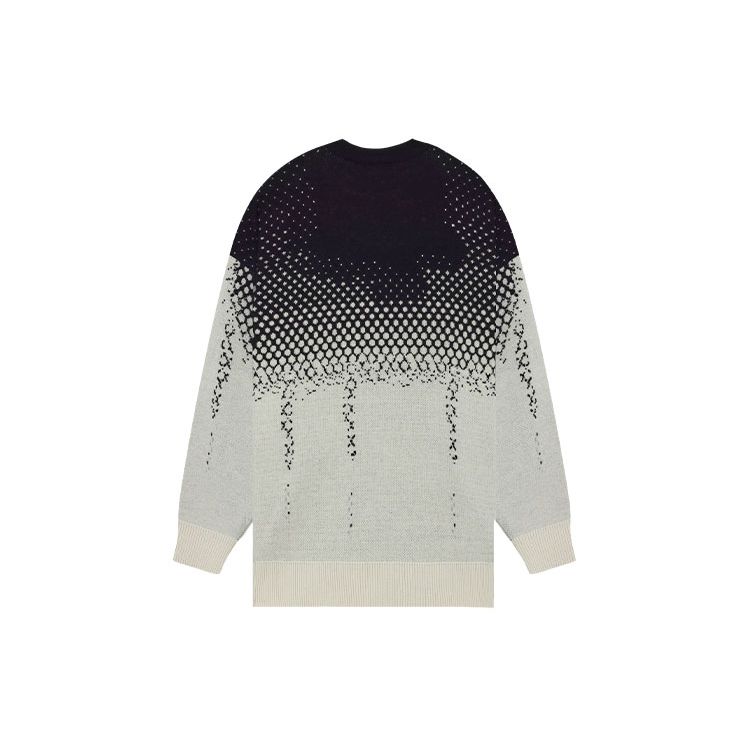 WE11DONE Pulover din lână și cașmir cu gât rotund, tricotat pe ambele fețe, cu model jacard cu personaje, SS22, unisex, negru WD-KT1-22-613-U-BK
