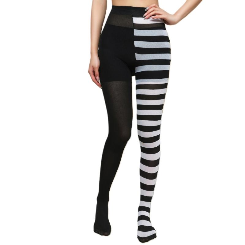 Christmas Halloween Striped Full Length Tights Stockings Hosiery for Holiday Party Pantyhose Cosplay Costume Accessory
