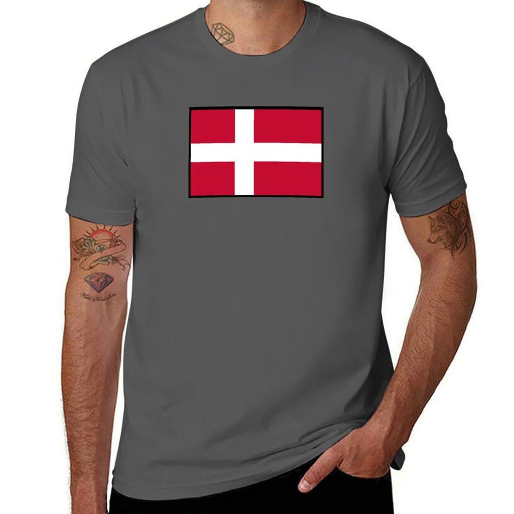 Simple Danish Flag Tshirt Soft Stretch Short Sleeve Top