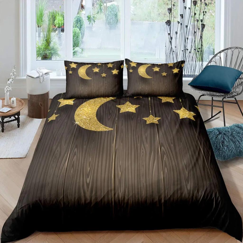 3D Modern Retro Wood Duvet Cover Lovely Pattern Polyester Quilt Cover Pillowcases For Kids Adults Bedroom Decor King Queen Size