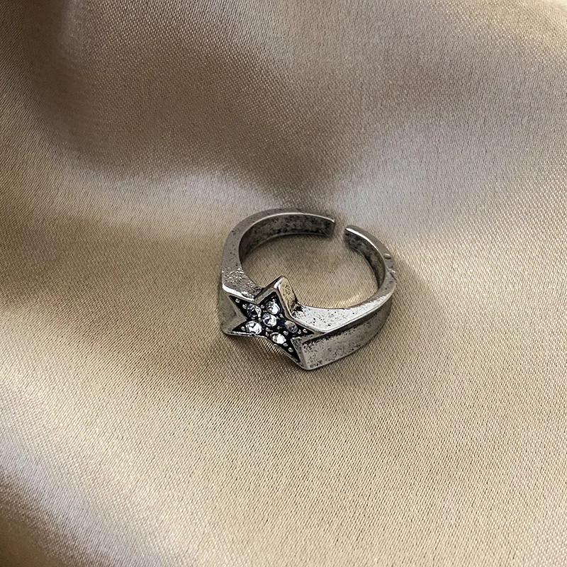 

Fashion Vintage Rhinestone Irregular Star Couple Rings for Men Women Adjustable Crystal Pentagram Ring Jewelry Accessories Gift resizable