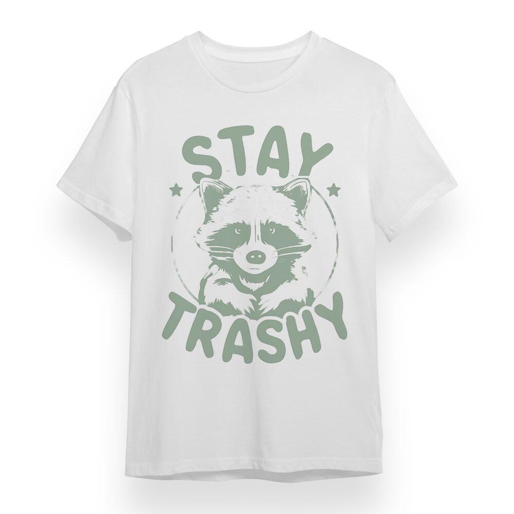 

Women s Plus Size T-shirt With Stay Trashy Raccoon Graphic 100% Cotton Tee USA 3XL
