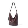 Vegetable Tanned Leather Binaural Bucket Bag Collapse Bag Women's Autumn and Winter New Retro Large-capacity Commuter Bag Shoulder Messenger Bag