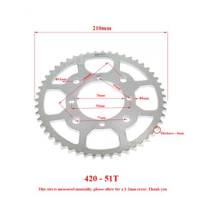 420 51T 57T 60T 76MM Sprocket for 50CC 70CC 90CC 110CC 125CC 140CC 160CC Pit Dirt Bike ATV Quad Motorcycle Buggy Go Kart Parts
