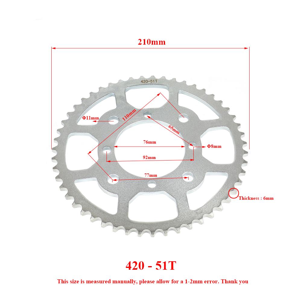 420 51T 57T 60T 76MM Sprocket for 50CC 70CC 90CC 110CC 125CC 140CC 160CC Pit Dirt Bike ATV Quad Motorcycle Buggy Go Kart Parts