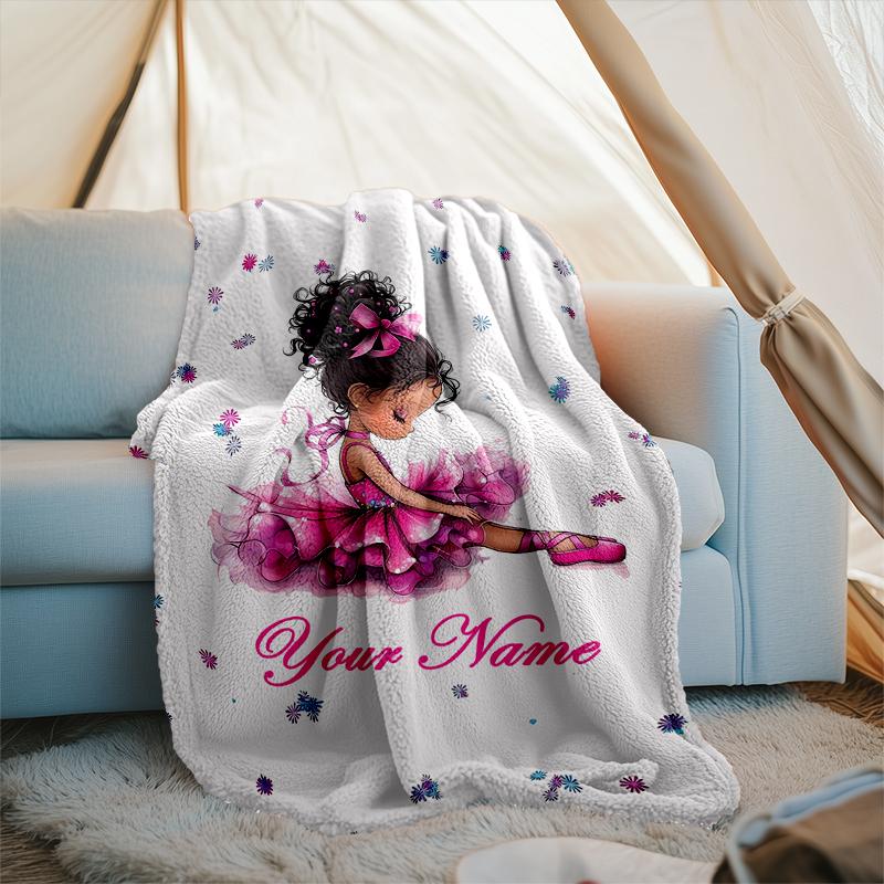 1PC Custom Name Flower Fairy Art Outdooor Flannel Blankets Patterns Throw Blanket All-Season Soft Gift for Couch, Bed, Camping Gifts