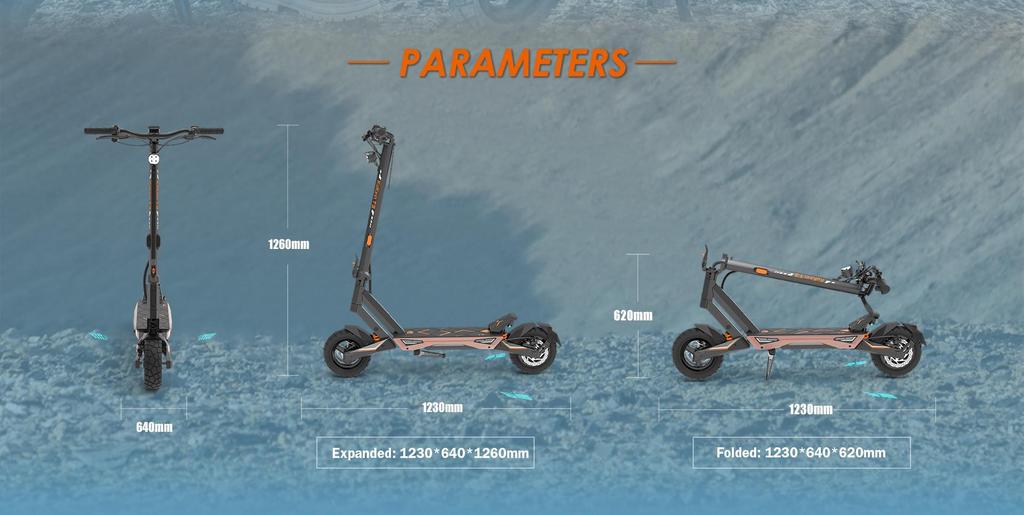 Patinete eléctrico plegable KuKirin T3, motor de 800W, batería de 48V 15.6Ah, velocidad máxima 45km/h, autonomía 58km, neumáticos de 10 pulgadas + 4 Regalos