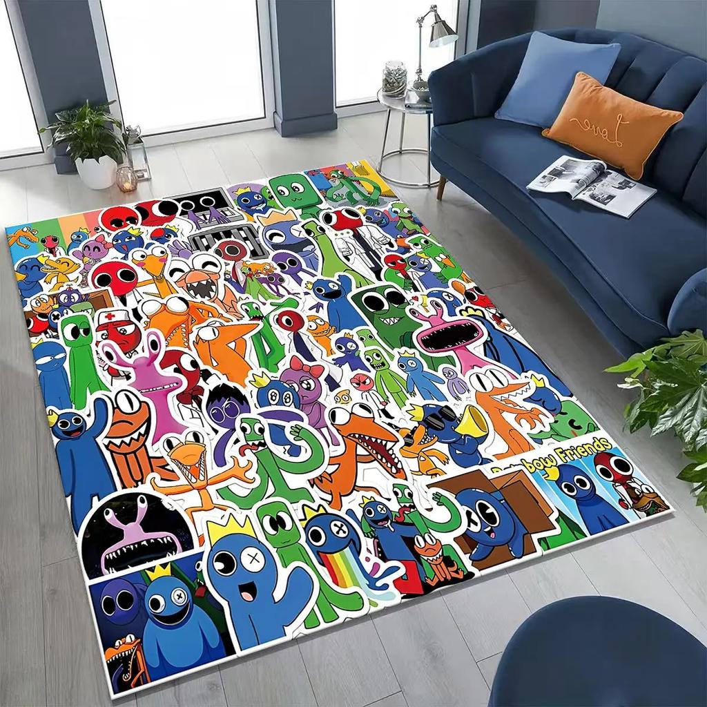 Game 3D R-Rainbow F-Friends Cartoon Art Rug for Bedroom Living Room Sofa Home Doormat Decor,Large Kid Play Non-slip Floor Mat