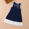Robes plissées fraîches de style universitaire d'été pour filles, robes sans manches mignonnes et confortables pour enfants de taille moyenne et grande