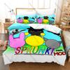 S-Sprunki 3PCS Bedding Set, Duvet Cover + 2 Pillowcases, Colorful Music Game Print Soft Microfiber for Gamers Fans Decor
