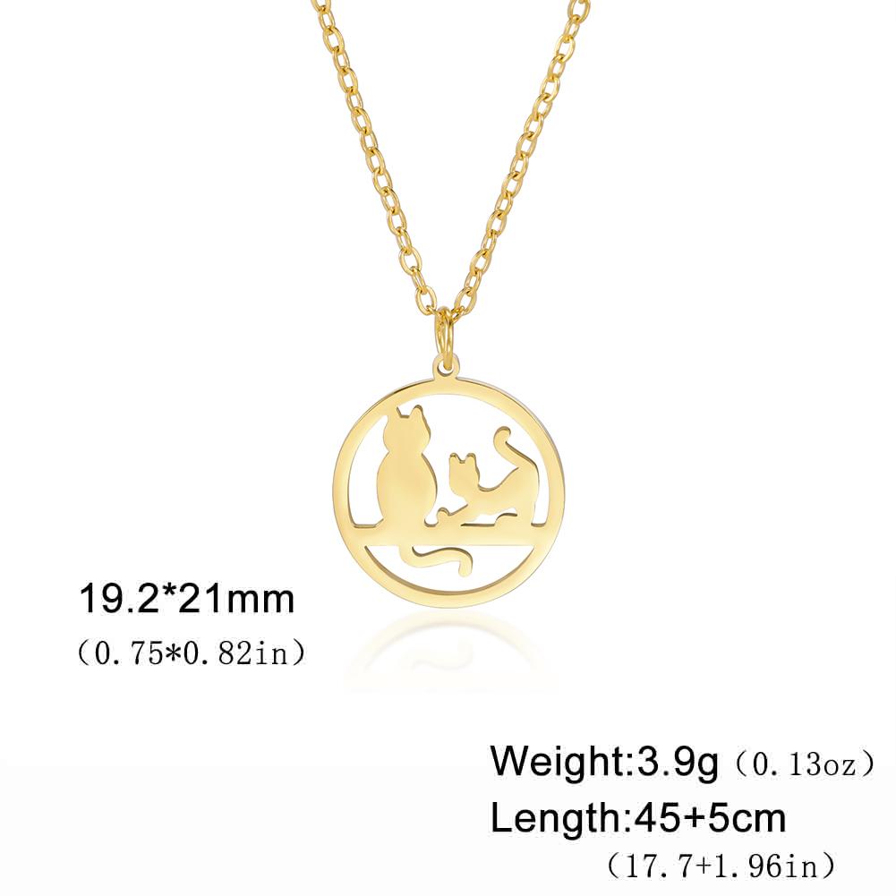 Lucktune Cute Cat Love Pendant Necklace Stainless Steel Animal Chain Necklace for Women Couple New Trendy  Jewelry Gift