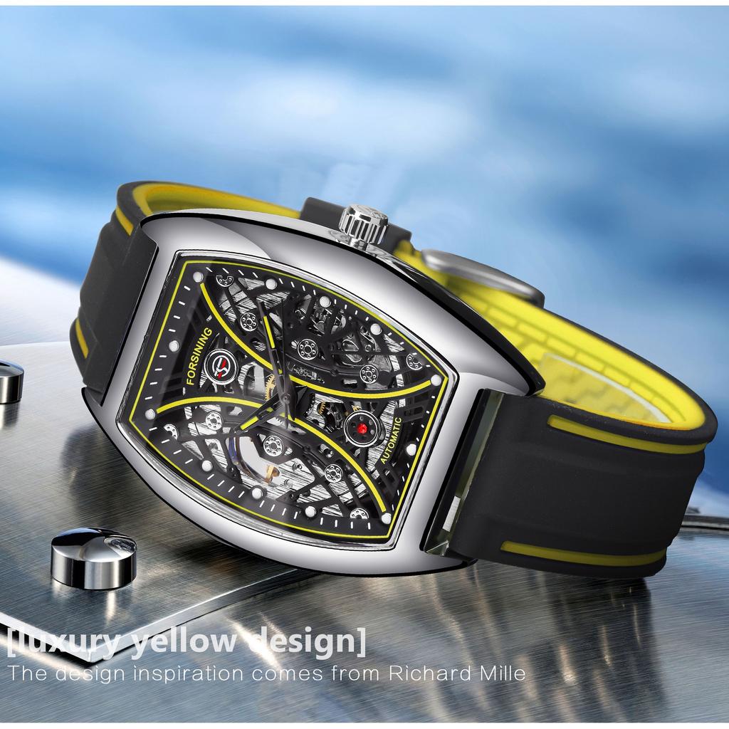 2023 New Square Forsining menns mote motorsykkel Street Tide menns hule automatiske mekaniske klokke Montre Homme