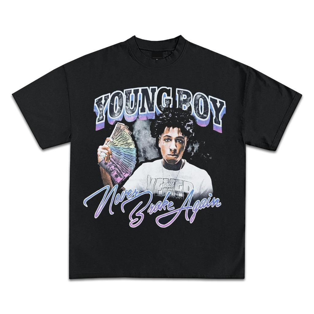 Youngboy Vintage Never Broke Again Graphic T-Shirts Premium Quality Heavyweight MASA Shirts Men's Streetwear Harajuku  Y2K Tops