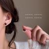 S925 silver needle niche huge good-looking lace lace red stud earrings French light luxury exquisite earrings