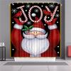 Curtain Shower Christmas With Hook Waterproof Fabric Bathroom Santa Xmas Claus